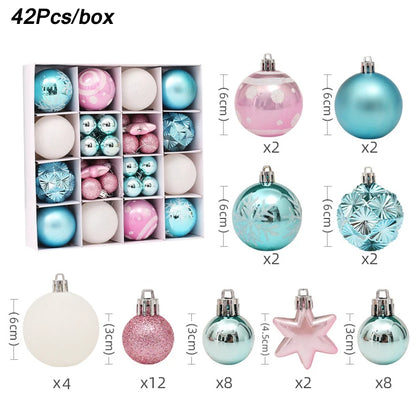 1Box Mixed Christmas Ball Ornament Red White Gold Xmas Tree Hanging Bauble Pendants Christmas Decorations For Home Navidad Noel