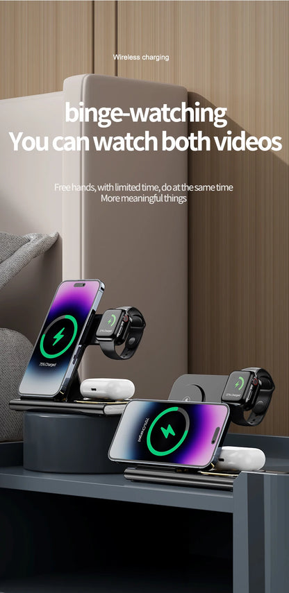 3 in 1 Wireless Charger Stand Pad For iPhone 15 14 13 12 Samsung S23 S22 Galaxy Watch 5 4 Active Buds Fast Charging Dock Station