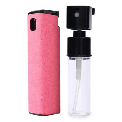 2in1 Microfiber Screen Cleaner Spray Bottle Set Mobile Phone Ipad Computer Microfiber Cloth Wipe Iphone Cleaning Glasses Wipes Pink (no liquid)