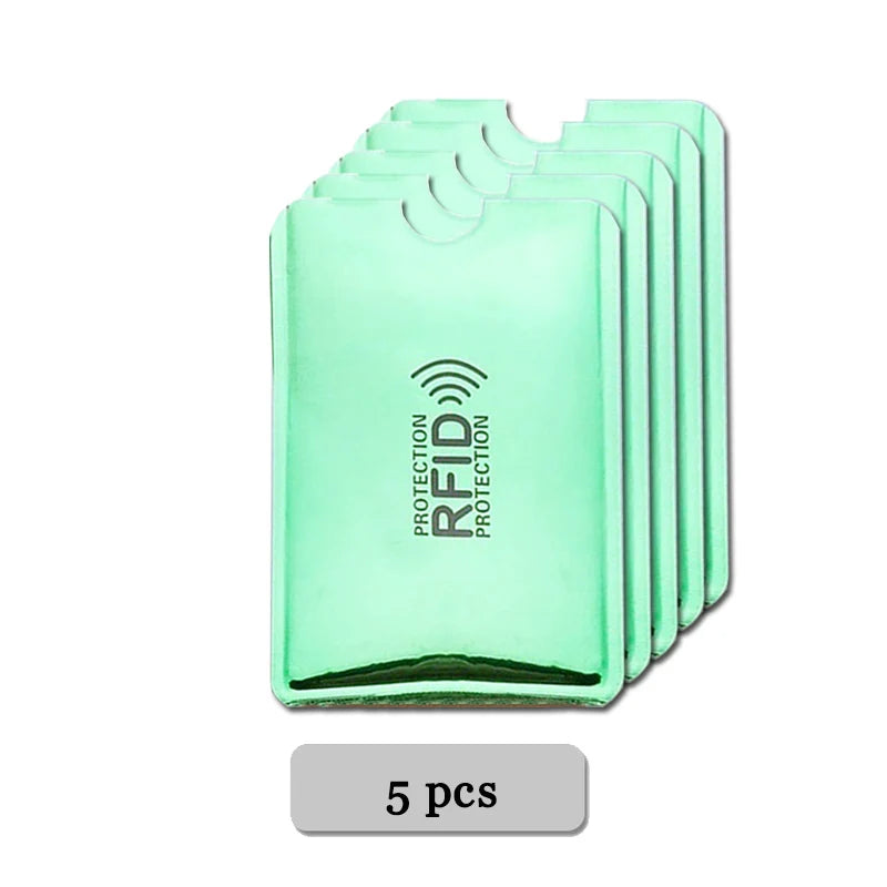 5-20 pcs Aluminium Anti Rfid Card Holder NFC Blocking Reader Lock Id Bank Card Holder Case Protection Metal Credit Card Case 5 pcs Green