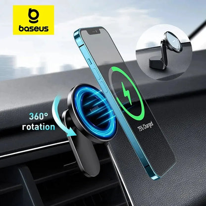 Baseus Magnetic Car Phone Holder Wireless Charger for Apple iPhone 14 13 12 11 Pro Max Wireless Charging Phone Holder Charger