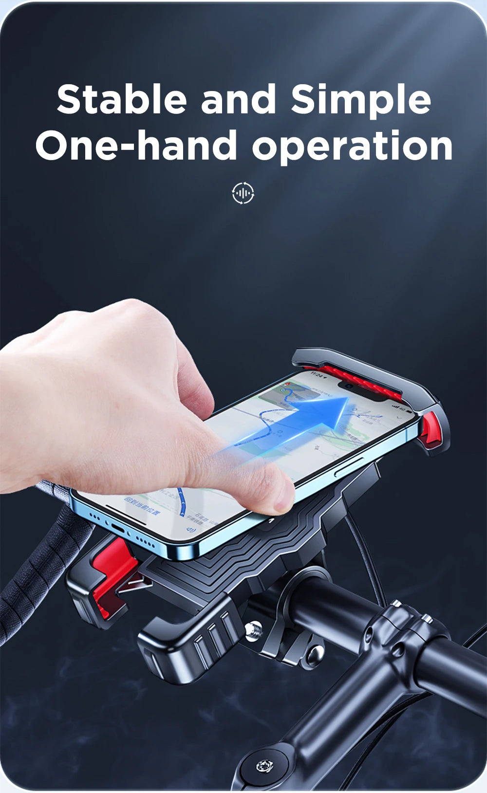 Joyroom Motorcycle Phone Holder Mount Quick Install 1s Automatically Lock & Release,Widely for Phone 4.7"-7'' Bike Phone Holder