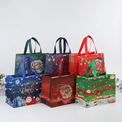 Merry Christmas Gift Bags Non-woven Santa Claus Snowman Handbag Xmas Holiday Party Supplies 2024 New Year Candy Gift Packaging