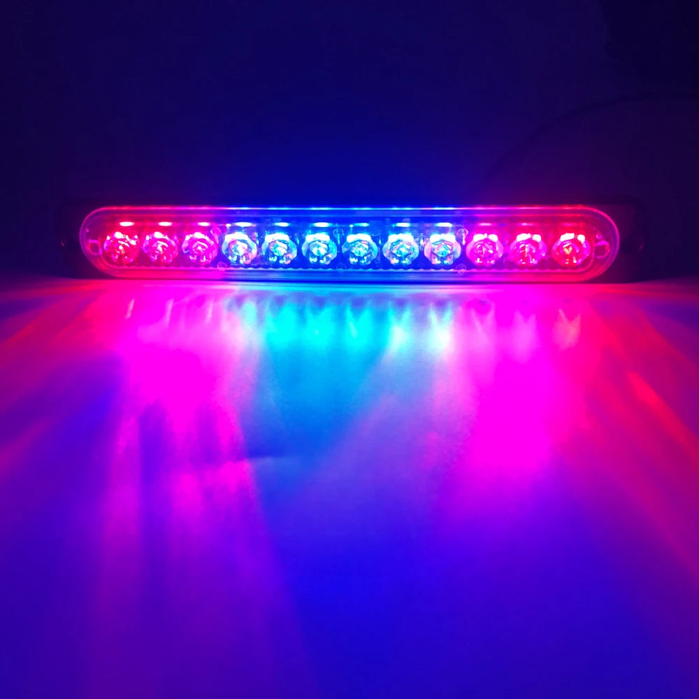 12 LED Strobe Warning Light White Red Blue Led Side light Tail Lamp 18 Flashing Modes for Car Truck Light Police Lights 12V 24V red blue CHINA 1 piece