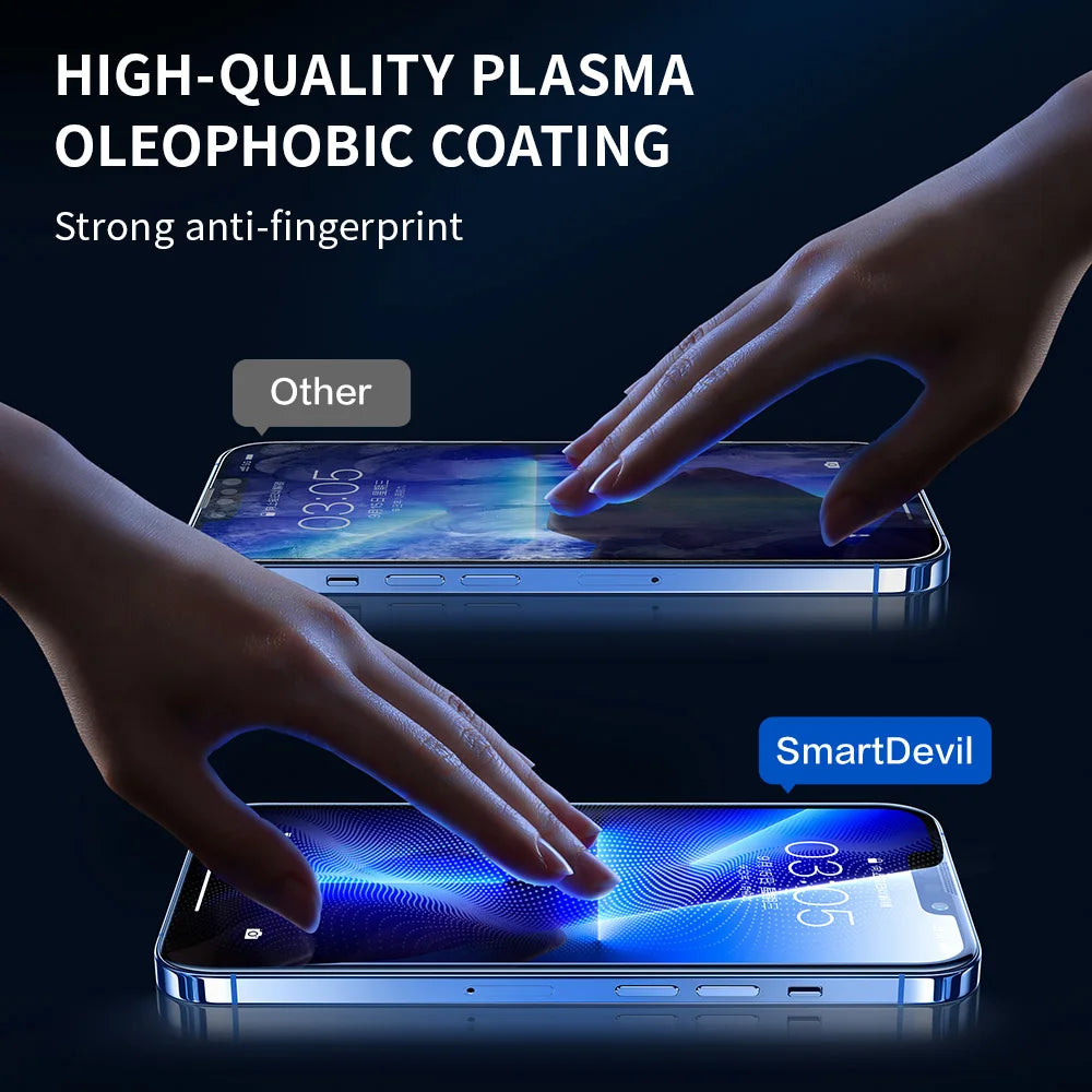 Dust Proof Receiver Tempered Glass Screen Protector For iPhone 14 13 12 11 Pro Max X XS XR 13 12 mini Full Cover HD