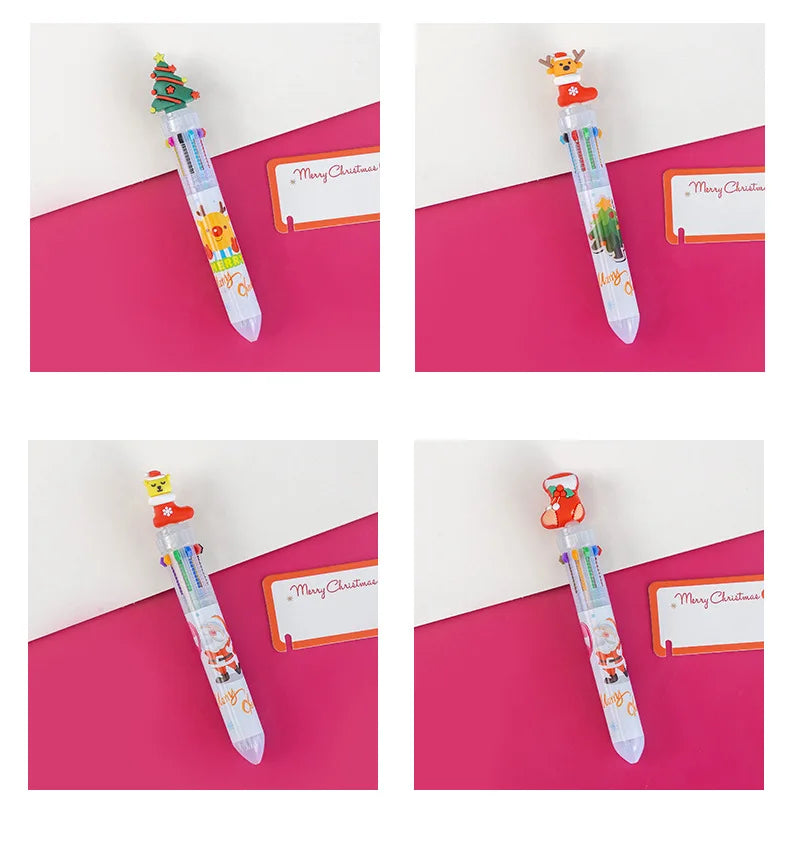 1 Pcs Cute Christmas 10 Colors Chunky Ballpoint Pen Kawaii 0.5mm Rollerball Pens School Office Writing Supply Gift Stationery