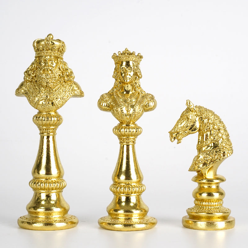 Resin Handicraft Chess Golden King Abstract Portrait Sculpture Chess Piece Decorative Figurines Room Decoration Accessories