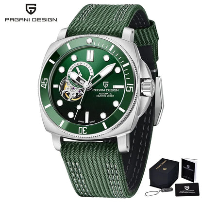 PAGANI DESIGN Brand Sports Men Mechanical Watch Fashion Sapphire 200M Waterproof Automatic Timecode Relogio Masculino 2023 New Green