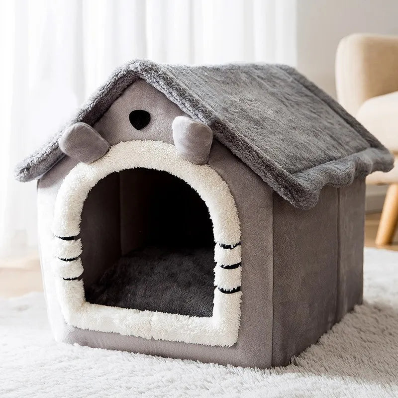 Soft Cat Bed Deep Sleep House Dog Cat Winter House Removable Cushion Enclosed Pet Tent For Kittens Puppy Cama Gato Supplies