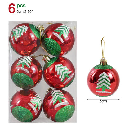 6Pcs/box 6cm Transparent Painting Christmas Ball New Year Xmas Tree Ornaments Decoration for Home 2023 Noel Navidad Gifts Style12 6cm