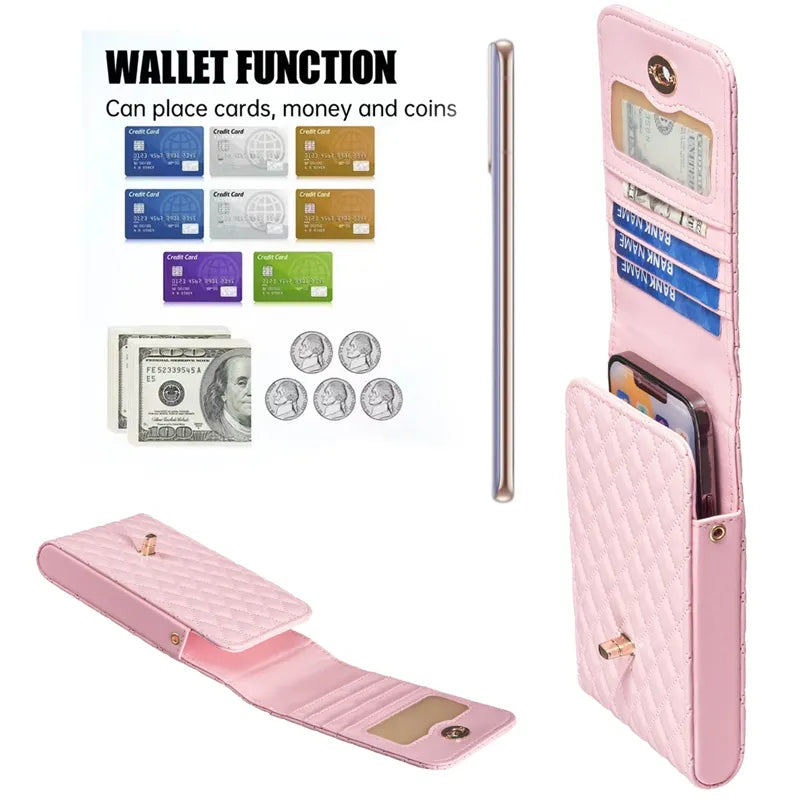 Wallet Small Fragrant Wind Bag With Shoulder Rope Case For iPhone Xiaomi Redmi Huawei OPPO VIVO Moto Google Nokia Realme Infinix