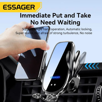 Essager 15W Car Wireless Charger Air Vent Mount For iPhone 14 13 12 Smart Wireless Charger Stand For Xiaomi Huawei Fast Charging