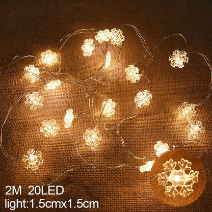 2M Snowman Santa Claus Snowflake LED String Light Garland Xmas Tree Christmas Decoration For Home Navidad Natal New Year Gift Snowflake