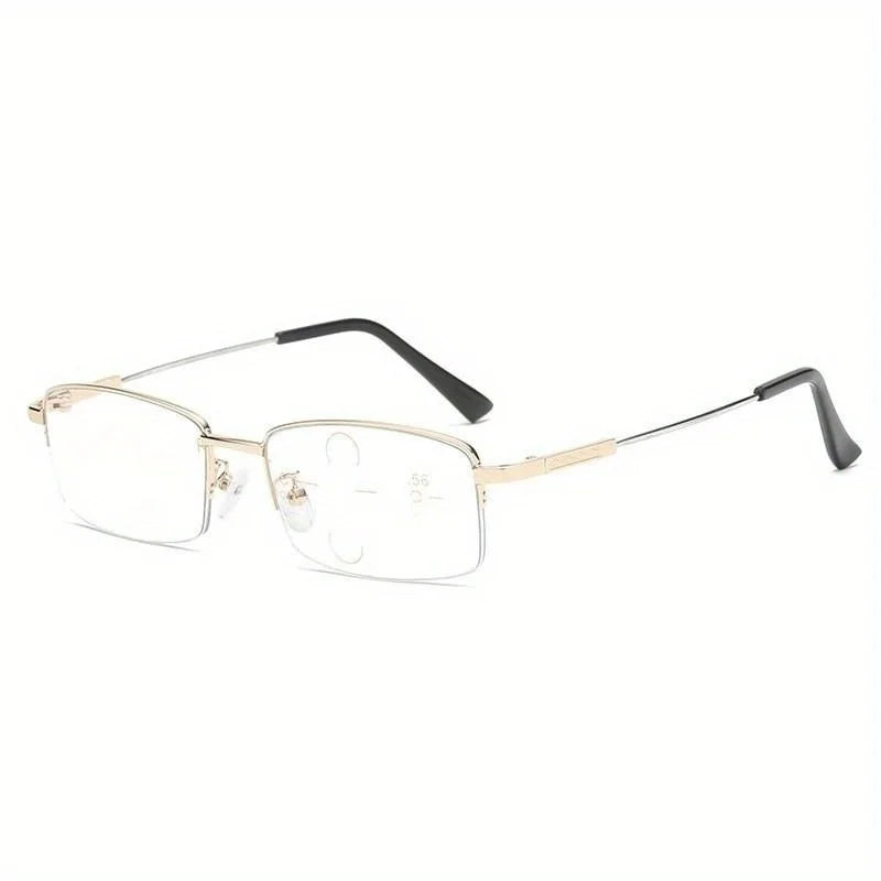 Photochromic Multifocal Reading Glasses Memory Titanium Frame Anti Blue Light Glasses For Women Men With Glasses Case Gold