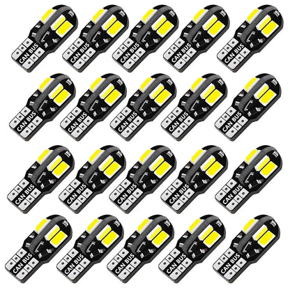 10/20PCS W5W T10 LED Bulbs Canbus 5730 8SMD 4014 26smd 12V 6000K 194 168 LED Car Map Dome Lights Parking Light Auto Signal Lamp 20PCS