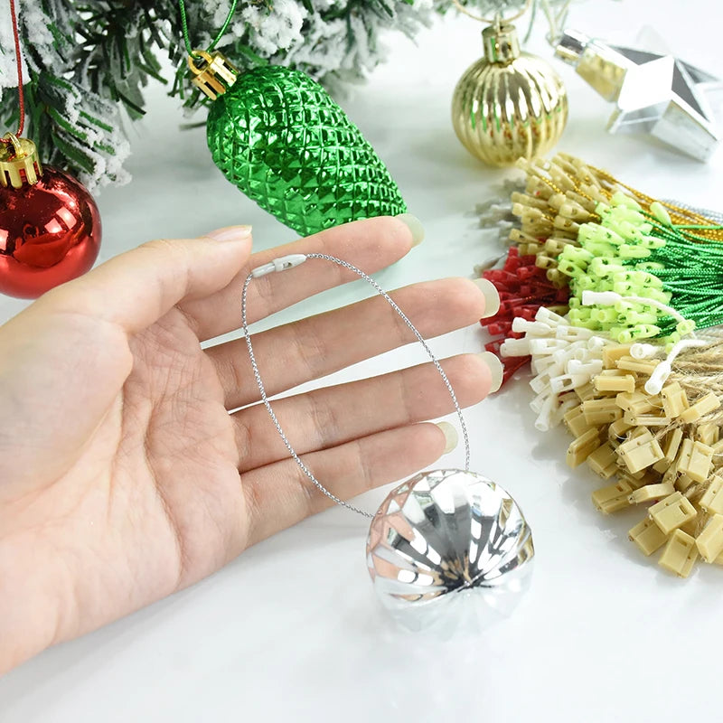 100Pcs Christmas Ornaments Hanger String Ornament Hook Ropes Precut String with Snaps Locking for Xmas Ornament Hanging Decor