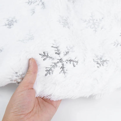 Silver Snowflake Christmas Tree Skirt White Plush Xmas Tree Base Cover Carpet Christmas Decorations For Home Natal New Year 2023