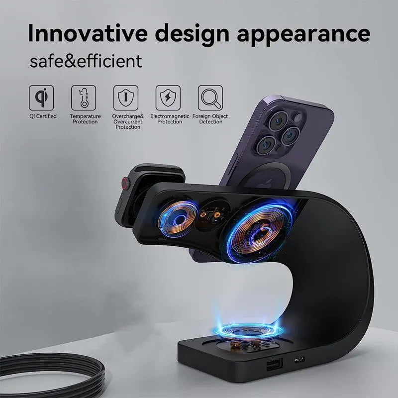 Magnetic Wireless Charger Stand 15W Induction Usb Chargers Quick Fast Charging Dock Station For iPhone 14 13 12 IWatch Airpods