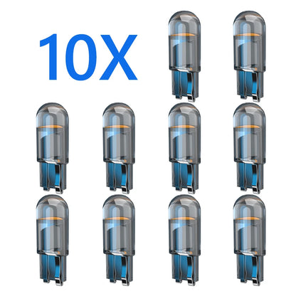 10x 2021 Newest W5W Led T10 Car Light COB Glass 6000K White Auto Automobiles License Plate Lamp Dome Read DRL Bulb Style 12V 10pcs blue 12V