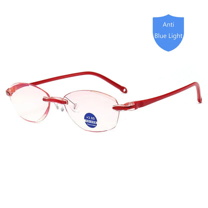 Reading Glasses Men Anti Blue Rays Presbyopia Goggles Women Vintage Rimless Eyewear Diopter +1.0 1.5 2.0 2.5 3.0 3.5 4.0 red-1PC