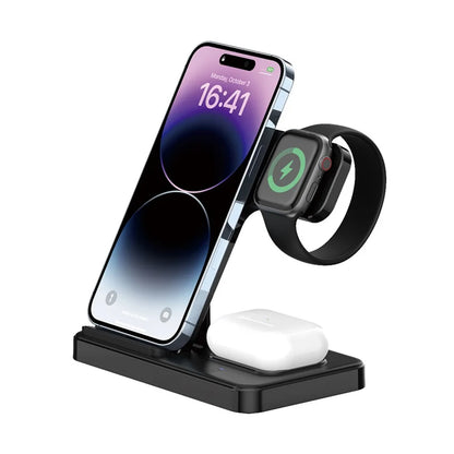 3 In 1 Wireless Charger Stand Pad For iPhone 14 13 12 11X8 Apple Watch 8 7 6 5 Airpods Foldable 15W Fast Charging Dock Station