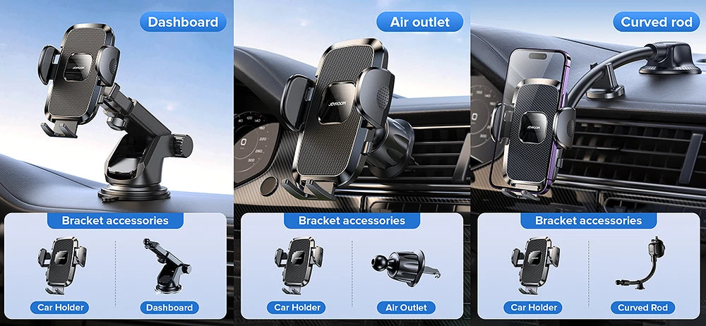 Joyroom Dashboard Phone Holder for Car 360° Widest View 9in Flexible Long Arm Universal Handsfree Auto Windshield Air Vent Moun