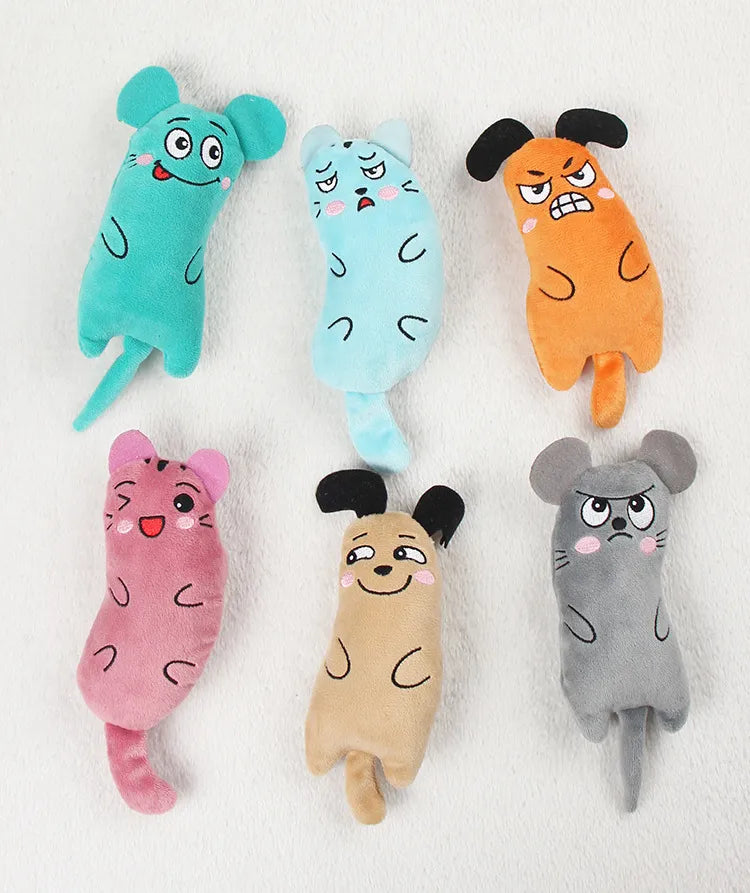 Teeth Grinding Catnip Toys Interactive Plush Cat Toy Mouse Shape Chewing Claws Thumb Bite Cat Mint For Cats Funny Little Pillow