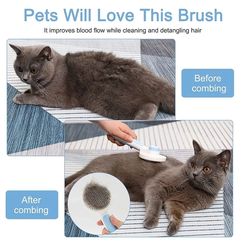 Pet Cat Brush Dog Comb Hair Removes Pet Hair Comb Self Cleaning Slicker Brush For Cats Dogs Removes Tangled Hair Beauty Products