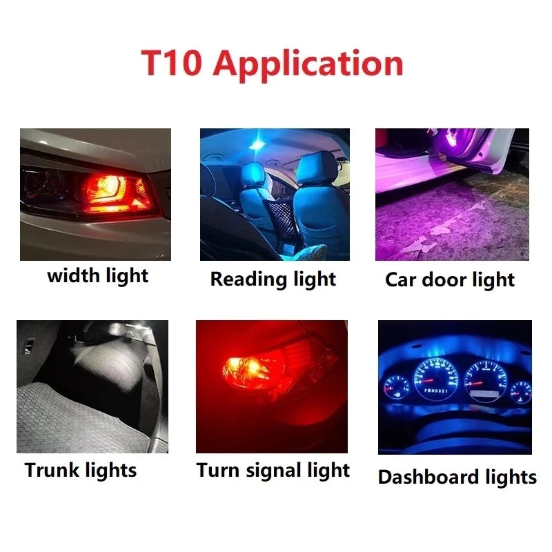 Car LED T10 W5W Canbus Glass COB 6000k Reading Dome Lamp Marker Wedge License PlateLight Bulb 168 194 192 DC 12V White Blue Red