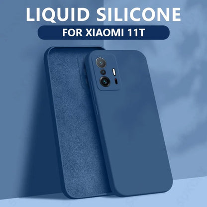 Liquid Silicone Case For Xiaomi Redmi Note 9 8 10 Pro 12 10s 9s 9T Poco X3 NFC M3 F3 X5 Mi 11T 10T 12T Pro Soft Back Cover Blue