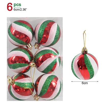 6Pcs/box 6cm Transparent Painting Christmas Ball New Year Xmas Tree Ornaments Decoration for Home 2023 Noel Navidad Gifts Style11 6cm