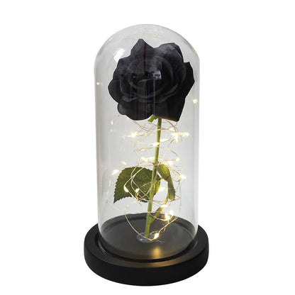 Galaxy Rose Artificial Flowers Beauty and the Beast Rose Wedding Decor Creative Valentine's Day Mother's Gift black base black