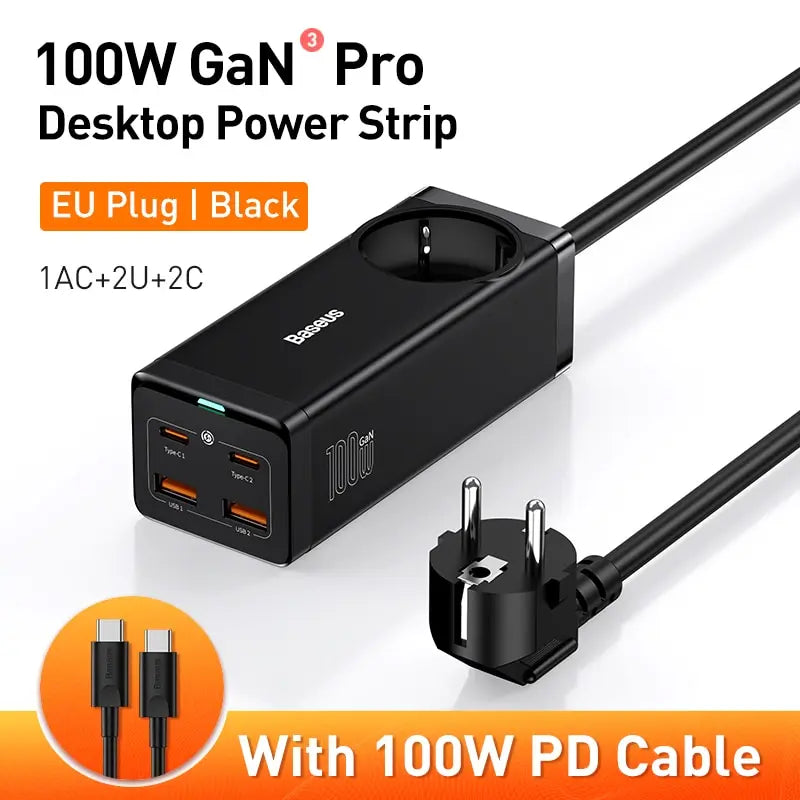 Baseus 100W GaN3 Pro USB Charger Desktop Power Strip Charging Station Type C PD QC Quick Charge 4.0 3.0 Fast Charging 100W EU 220V