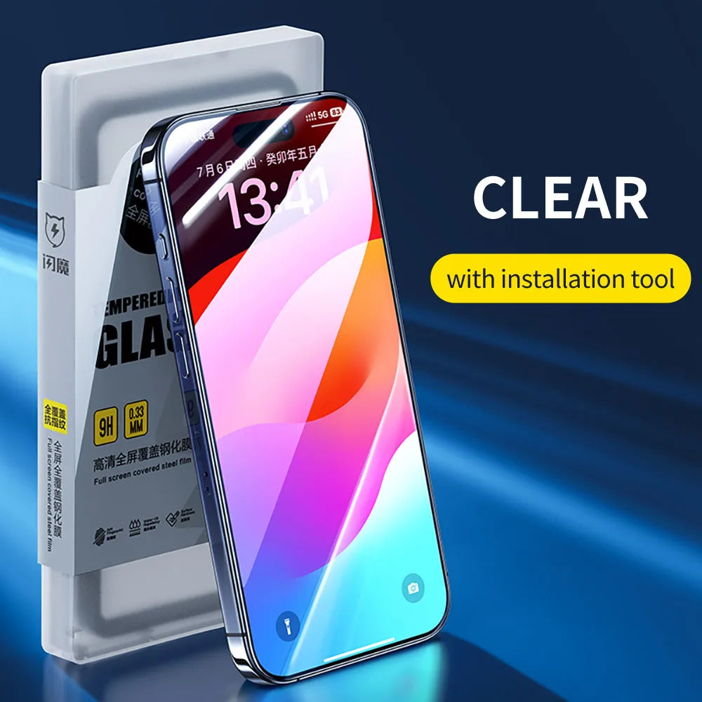 iPhone 15 14 Full Cover Tempered Glass for iPhone 15 Pro Max 14 Pro 13 12 mini 11 XR HD Screen Protector iPhone 15