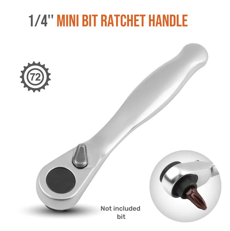 Mini treble 1/4 Ratchet Wrench Double Ended Quick Socket Ratchet Wrench Screwdriver Hex Torque Wrenches Set Spanner Bit Handle