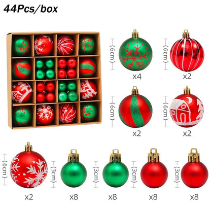 1Box Mixed Christmas Ball Ornament Red White Gold Xmas Tree Hanging Bauble Pendants Christmas Decorations For Home Navidad Noel C Other