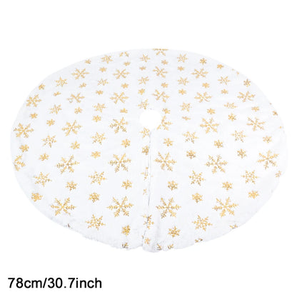 Silver Snowflake Christmas Tree Skirt White Plush Xmas Tree Base Cover Carpet Christmas Decorations For Home Natal New Year 2023