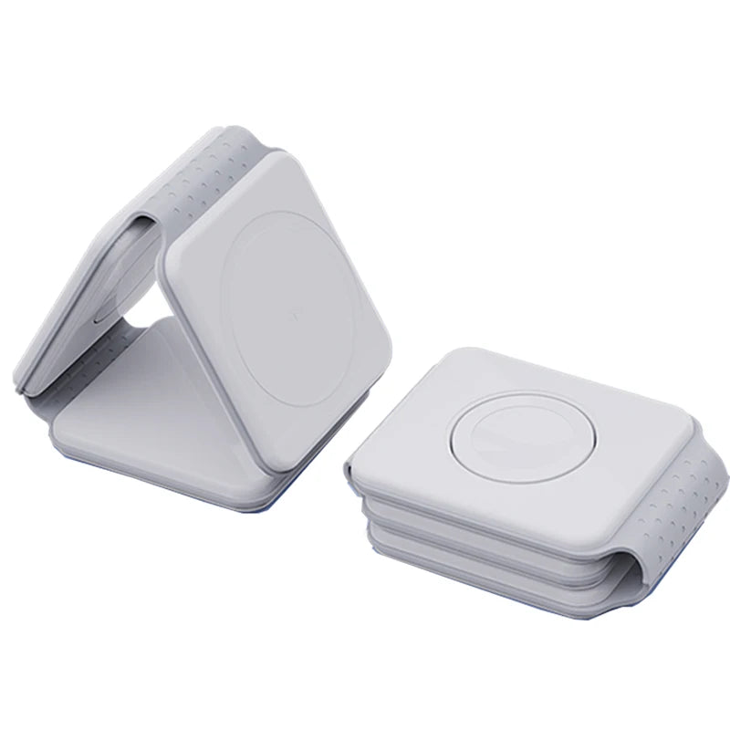 3 in 1 Magnetic Wireless Charger Pad Foldable Phone Chargers Stand For iPhone 14 13 12 Airpods IWatch 7 6 5 Xiaomi Fast Charging