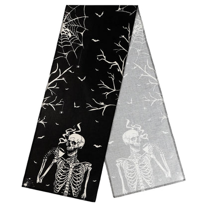 OurWarm Day of The Dead Table Runner with Skull Halloween Decoration Tablecloth Kitchen Dinning Table Decoration Party Supply