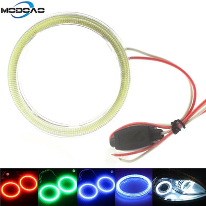 COB Angel Eyes Halo Ring Car Motorcycle DRL Fog Light LED Headlight Bulb Lamp DC 12V