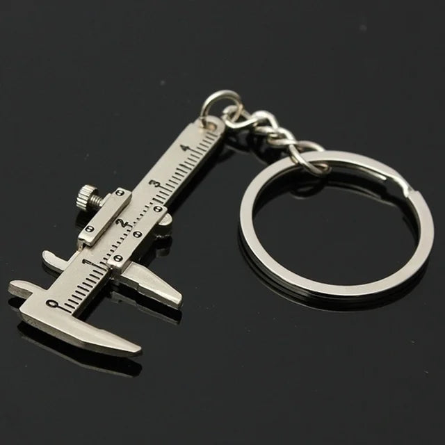 New Fashion Car Key Mini Vernier Caliper Portable 0-40mm keychain Measuring Gauging Tools Car Turbo key Chain Ring Ruler Caliper Silver