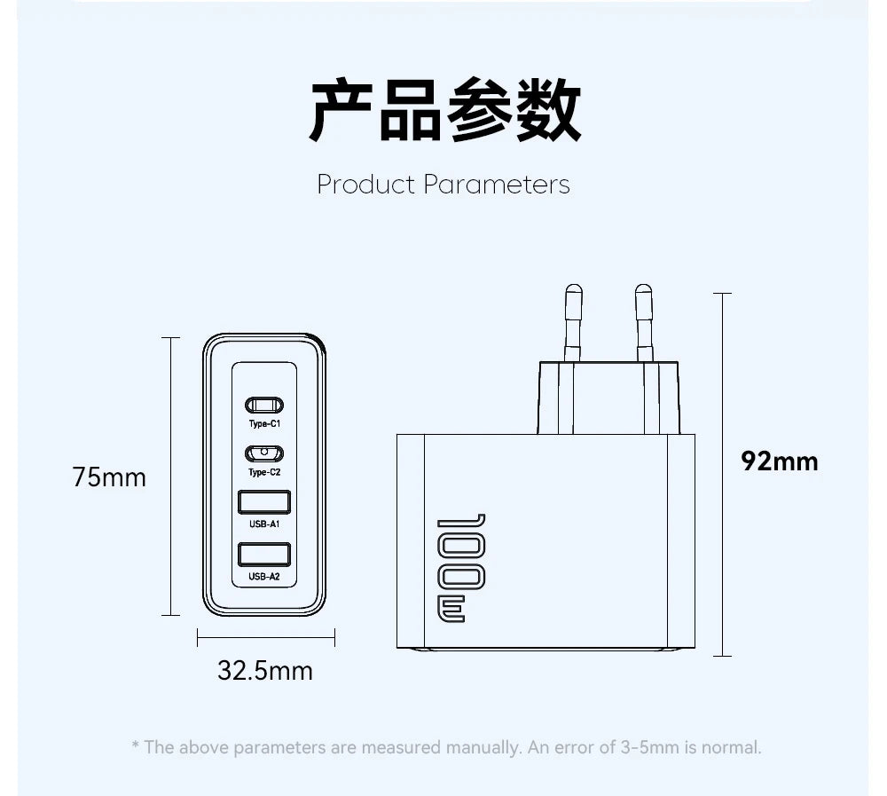 Essager 100W GaN USB Type C Caricabatterie PD QC Quick Charge 4.0 3.0 Type C Ricarica Rapida Per iPhone 14 13 12 Xiaomi Macbook