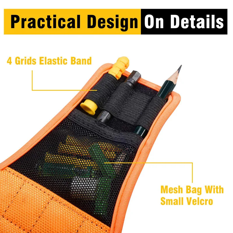 Adjustable Strong Magnetic Wristband Wrist Portable Tool Bag For Screws Nails Nuts Bolts Drill Bit Repair Kit Organizer Storage