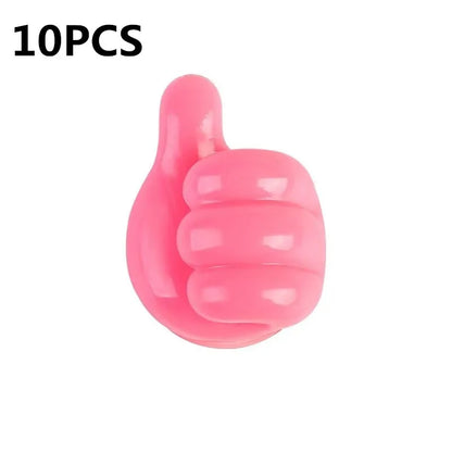 Multifunctional Cable Organizer Clip Holder Thumb Hooks Wire Wall Hooks Hanger Storage Cable Holder For Earphone Mouse Car Home 10PCS Pink