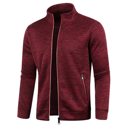 Men Zipper Jackets Standing Collar Sweatshirt Outdoor Streetwear Casual Coat Long Sleeve Coats Men's Clothing M-4XL wine red