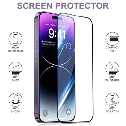 5Pcs Tempered Glass For iPhone 15 14 Pro Max 12 13 Mini 7 8 Plus Screen Protector For iPhone 11 PRO X XR XS MAX Protective Glass