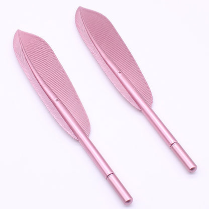 2 Pcs Beautiful Feather Gel Pens 0.5mm Creative Kawaii Cute Neutral Pen Ink Pen Gift School Office Supplies Stationery 2PCS Pink Black