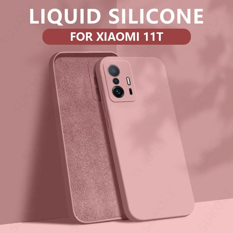 Liquid Silicone Case For Xiaomi Redmi Note 9 8 10 Pro 12 10s 9s 9T Poco X3 NFC M3 F3 X5 Mi 11T 10T 12T Pro Soft Back Cover Light Pink
