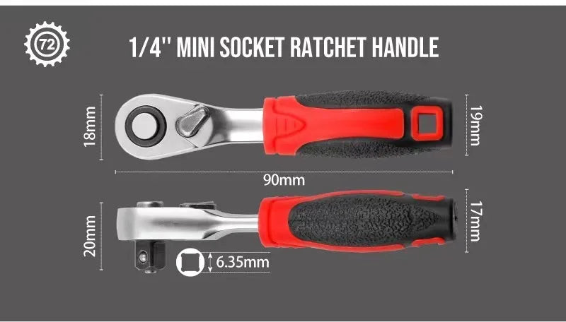 Mini treble 1/4 Ratchet Wrench Double Ended Quick Socket Ratchet Wrench Screwdriver Hex Torque Wrenches Set Spanner