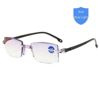 Reading Glasses Men Anti Blue Rays Presbyopia Goggles Women Vintage Rimless Eyewear Diopter +1.0 1.5 2.0 2.5 3.0 3.5 4.0 White-1PC